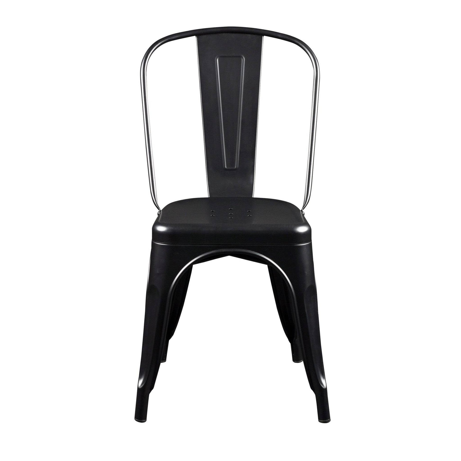 Set of Four Black Steel Dining Side Chairs - Loft&Timber