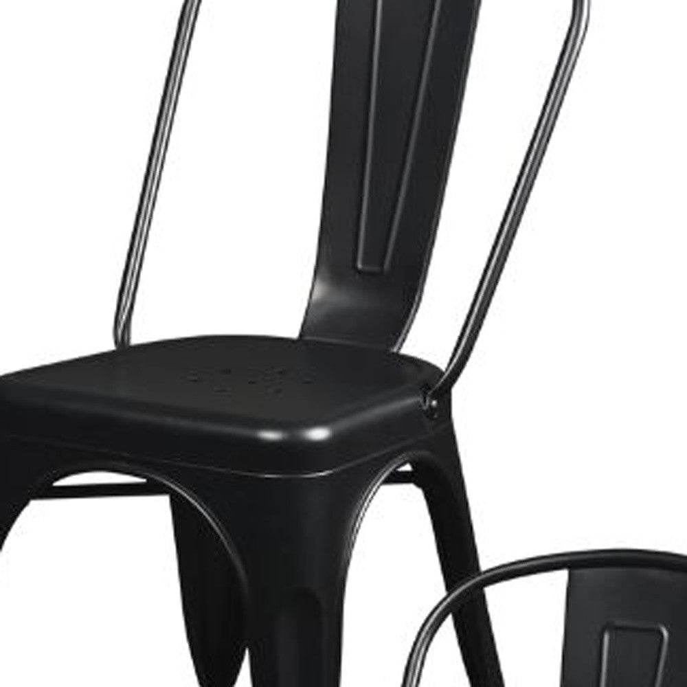 Set of Four Black Steel Dining Side Chairs - Loft&Timber