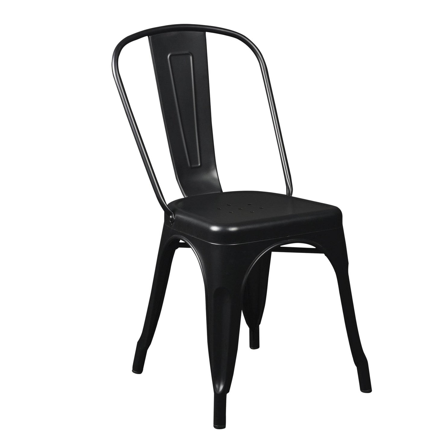 Set of Four Black Steel Dining Side Chairs - Loft&Timber