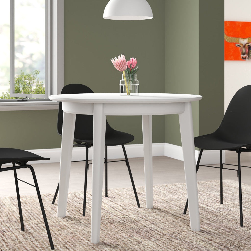 36" White Wood Round Top Dining Table - Loft&Timber