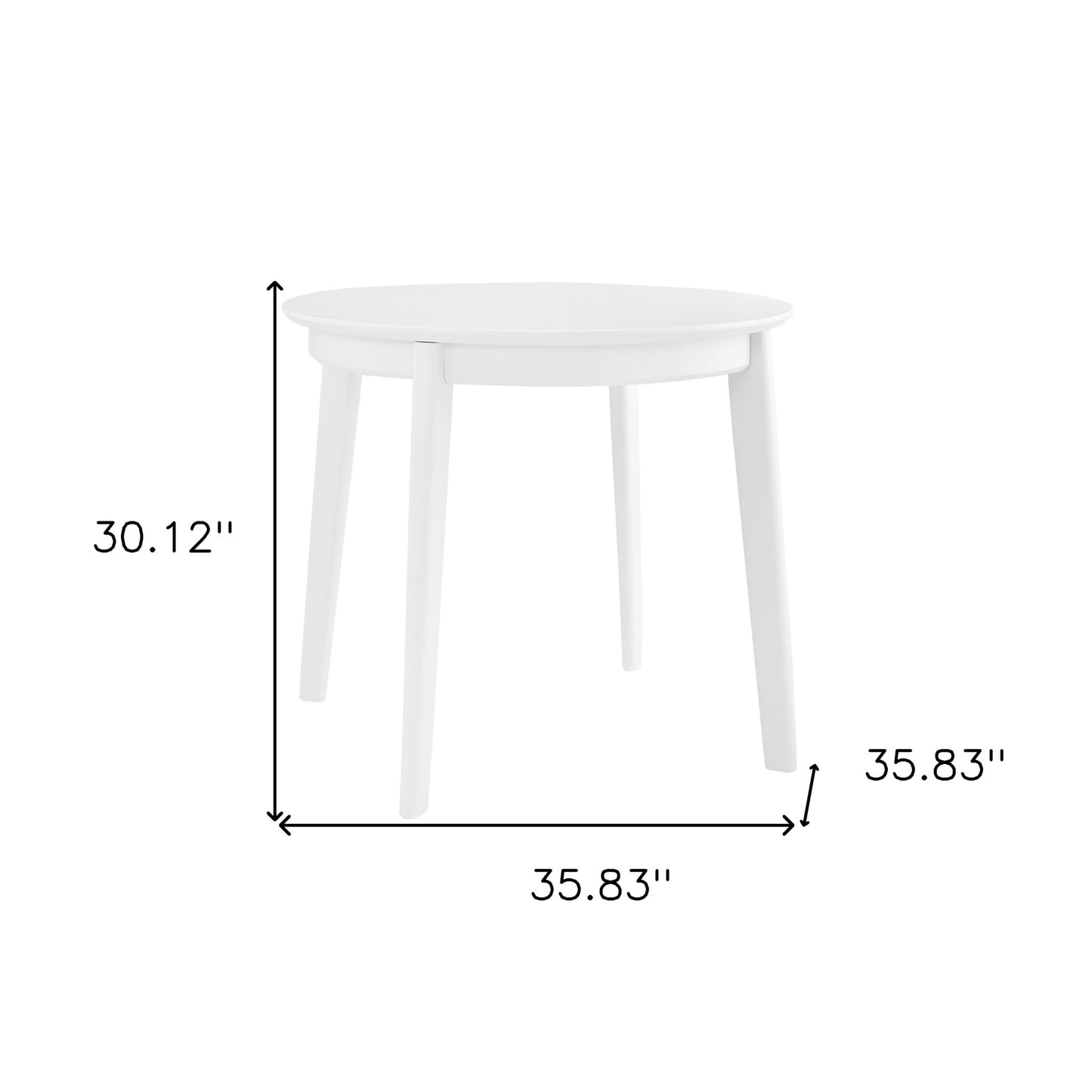 36" White Wood Round Top Dining Table - Loft&Timber