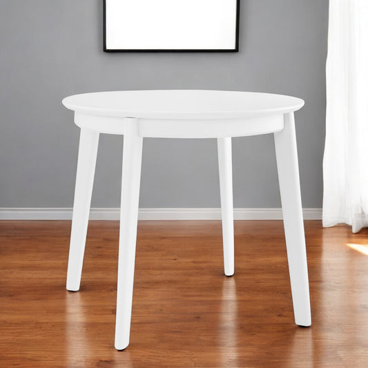 36" White Wood Round Top Dining Table - Loft&Timber