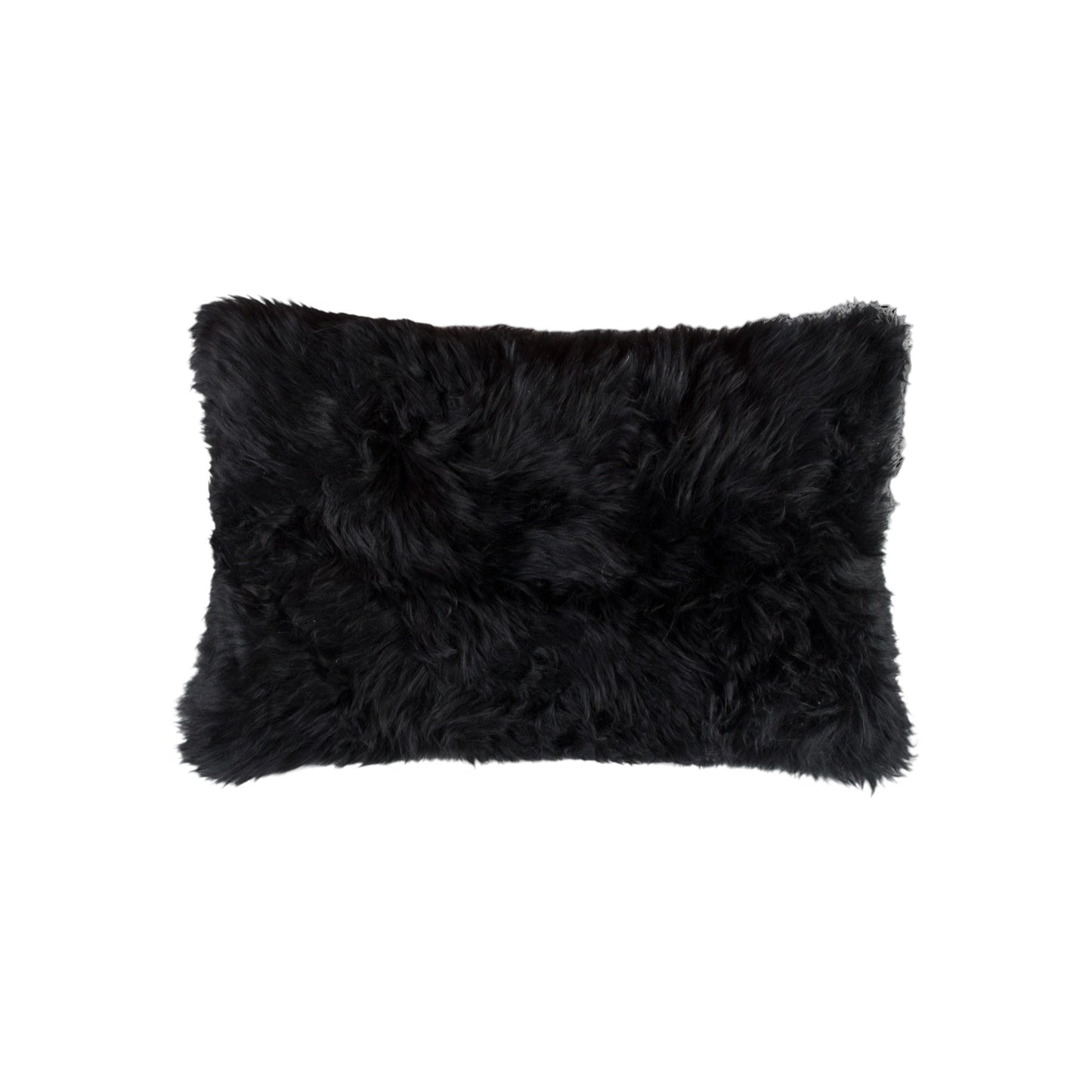 Set of Two 12" X 20" Black Sheepskin Lumbar Throw Pillows - Loft&Timber