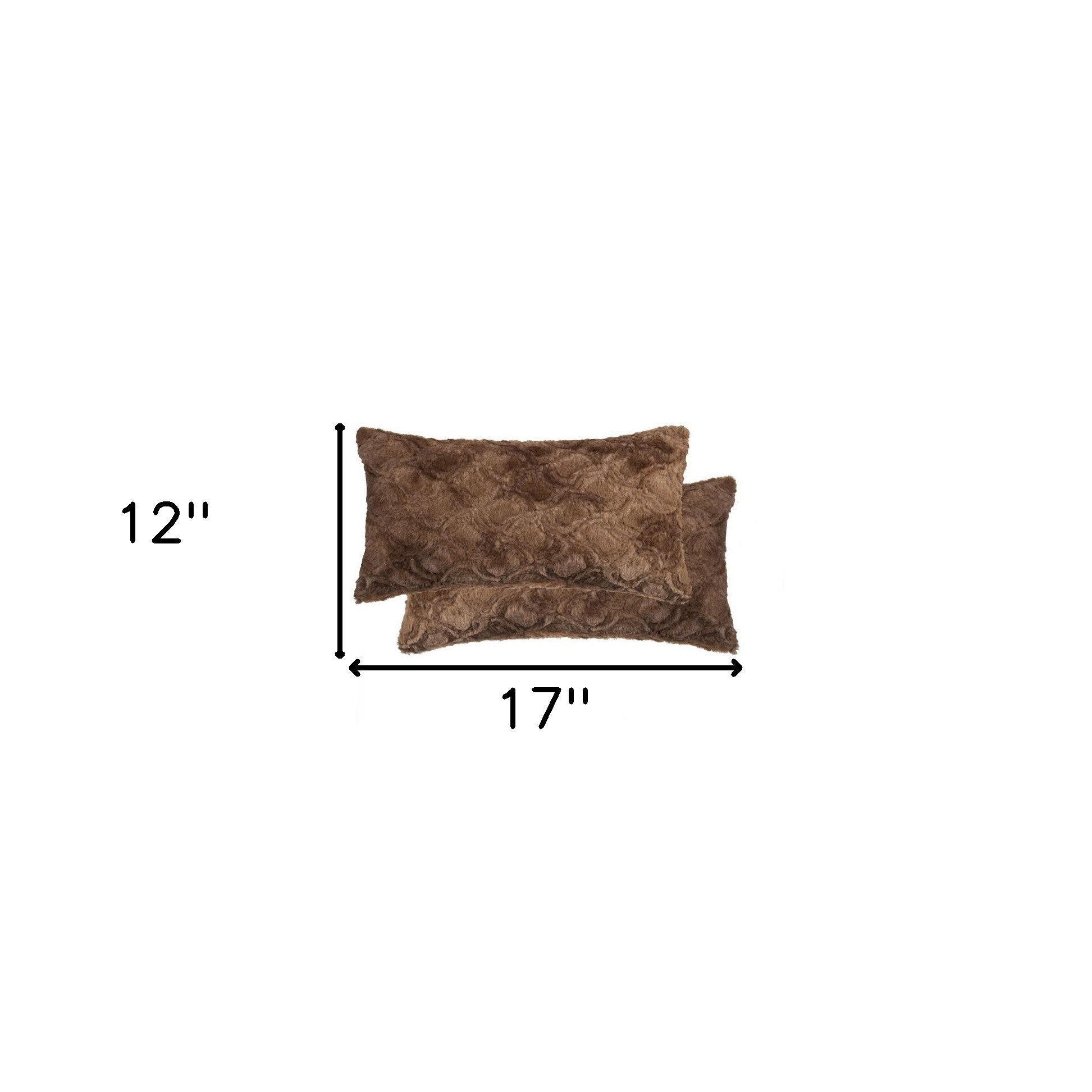 Set of Two 12" X 20" Brown Faux Fur Lumbar Throw Pillows - Loft&Timber