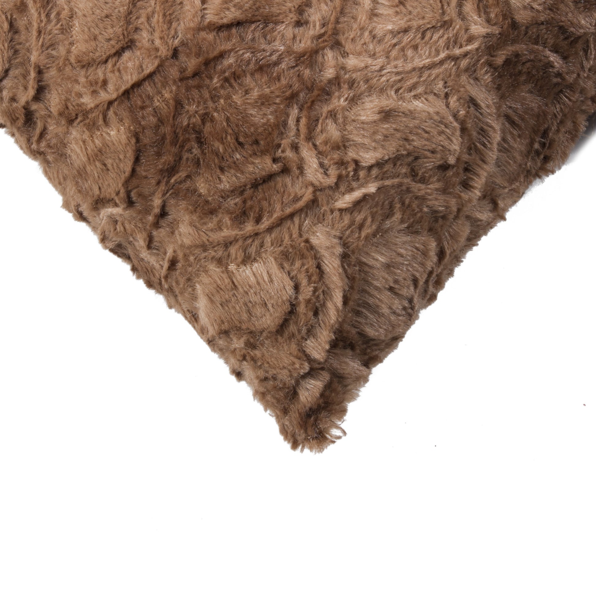 Set of Two 12" X 20" Brown Faux Fur Lumbar Throw Pillows - Loft&Timber