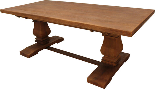 81" Brown Solid Wood Trestle Base Dining Table - Loft&Timber