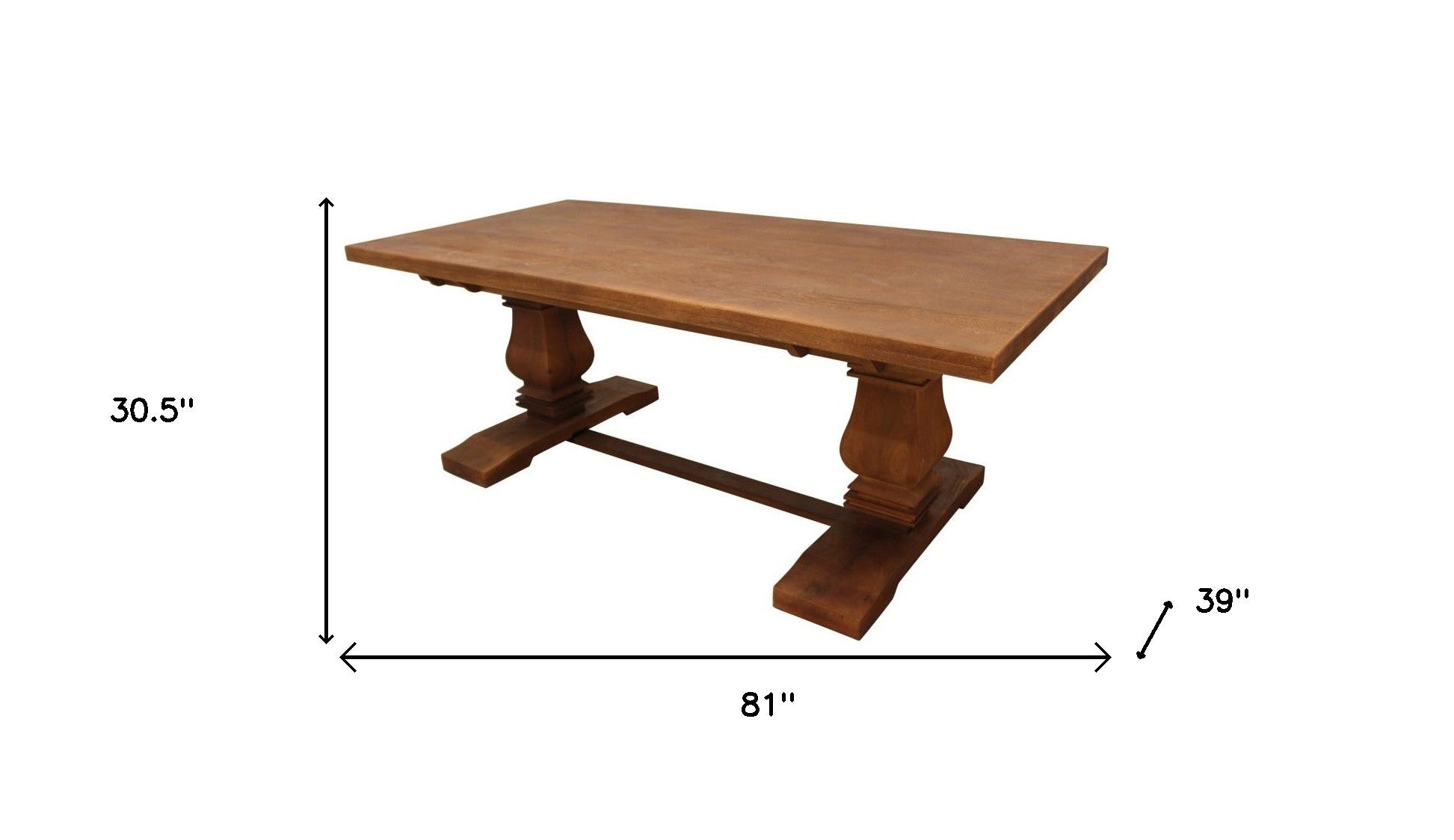 81" Brown Solid Wood Trestle Base Dining Table - Loft&Timber