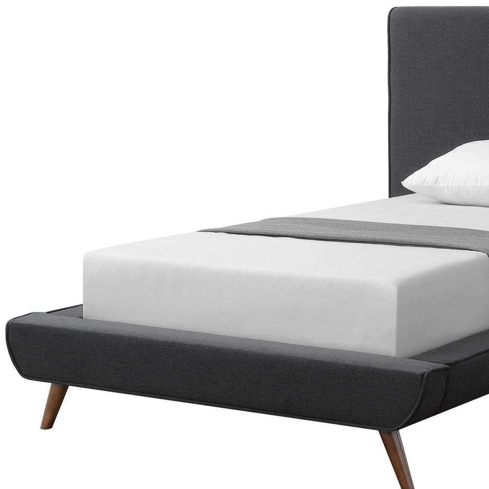 Charcoal Solid Wood Twin Upholstered Linen Bed - Loft&Timber