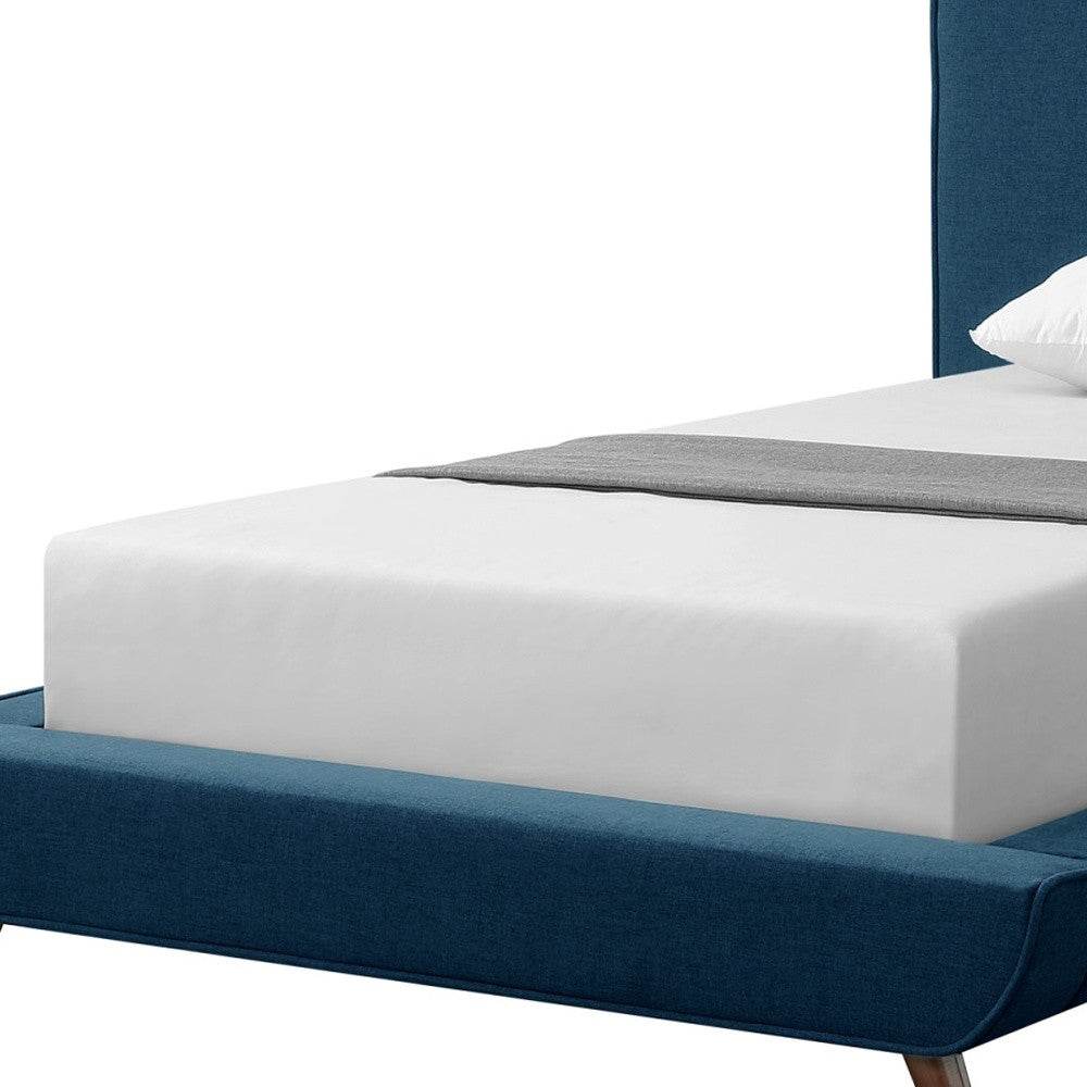 Denim Blue Solid Wood Twin Upholstered Linen Bed - Loft&Timber