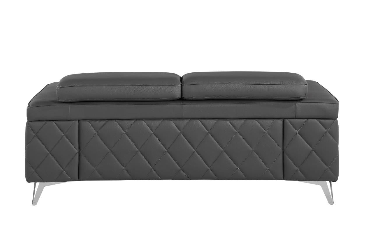 70" Dark Gray And Silver Metallic Leather Loveseat - Loft&Timber