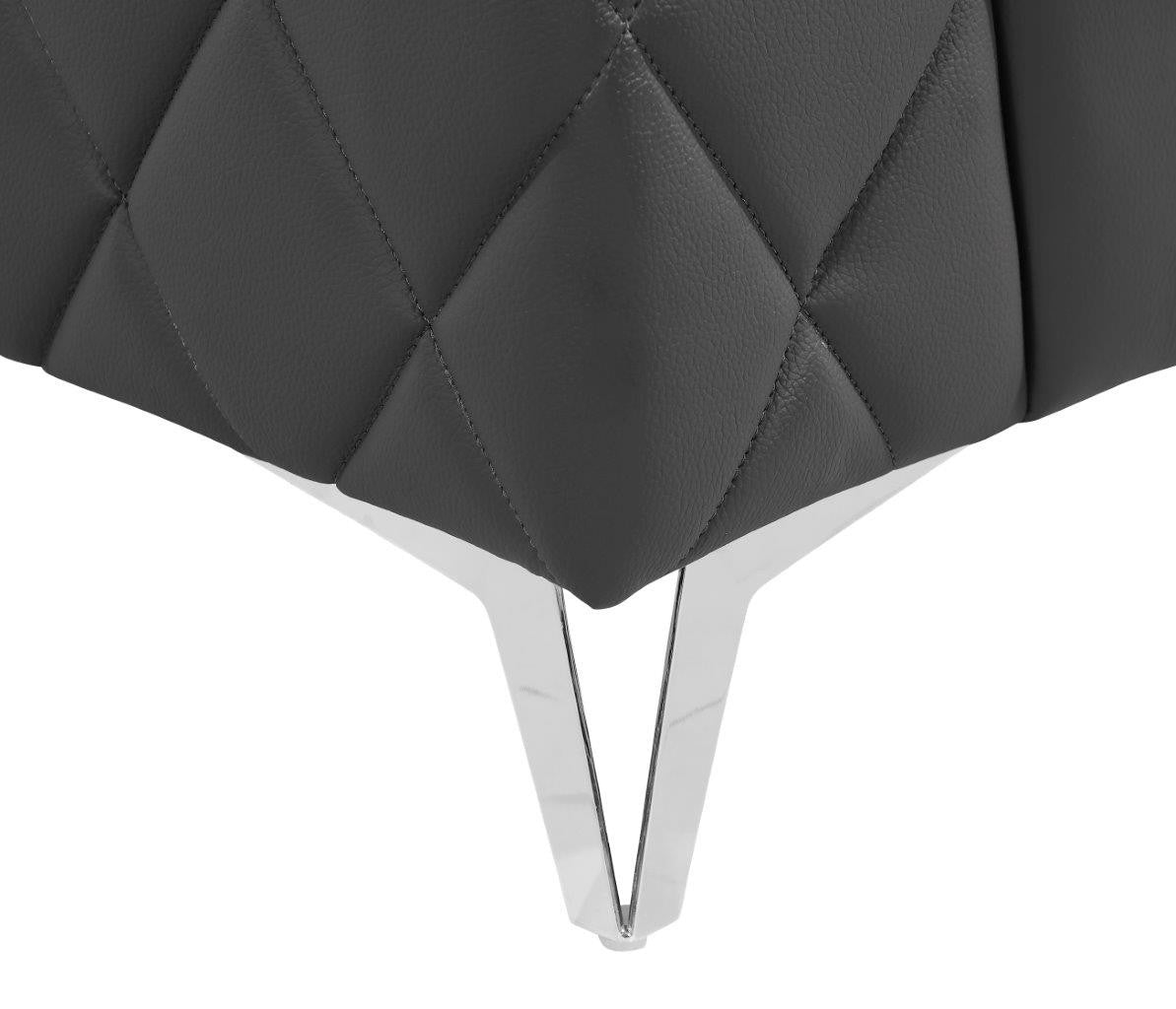 70" Dark Gray And Silver Metallic Leather Loveseat - Loft&Timber