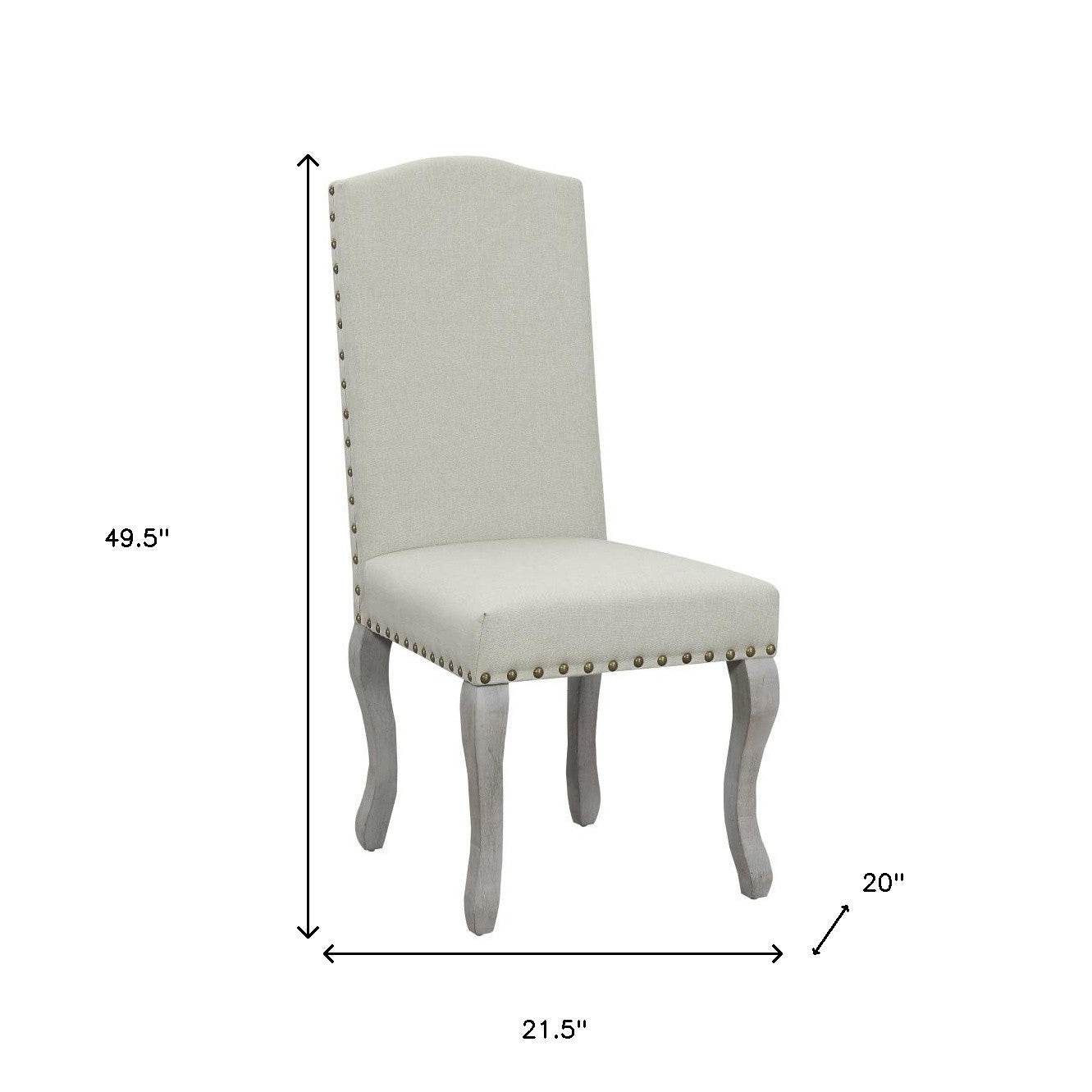 Set of Two Beige And Gray Upholstered Fabric Dining Parsons Chairs - Loft&Timber