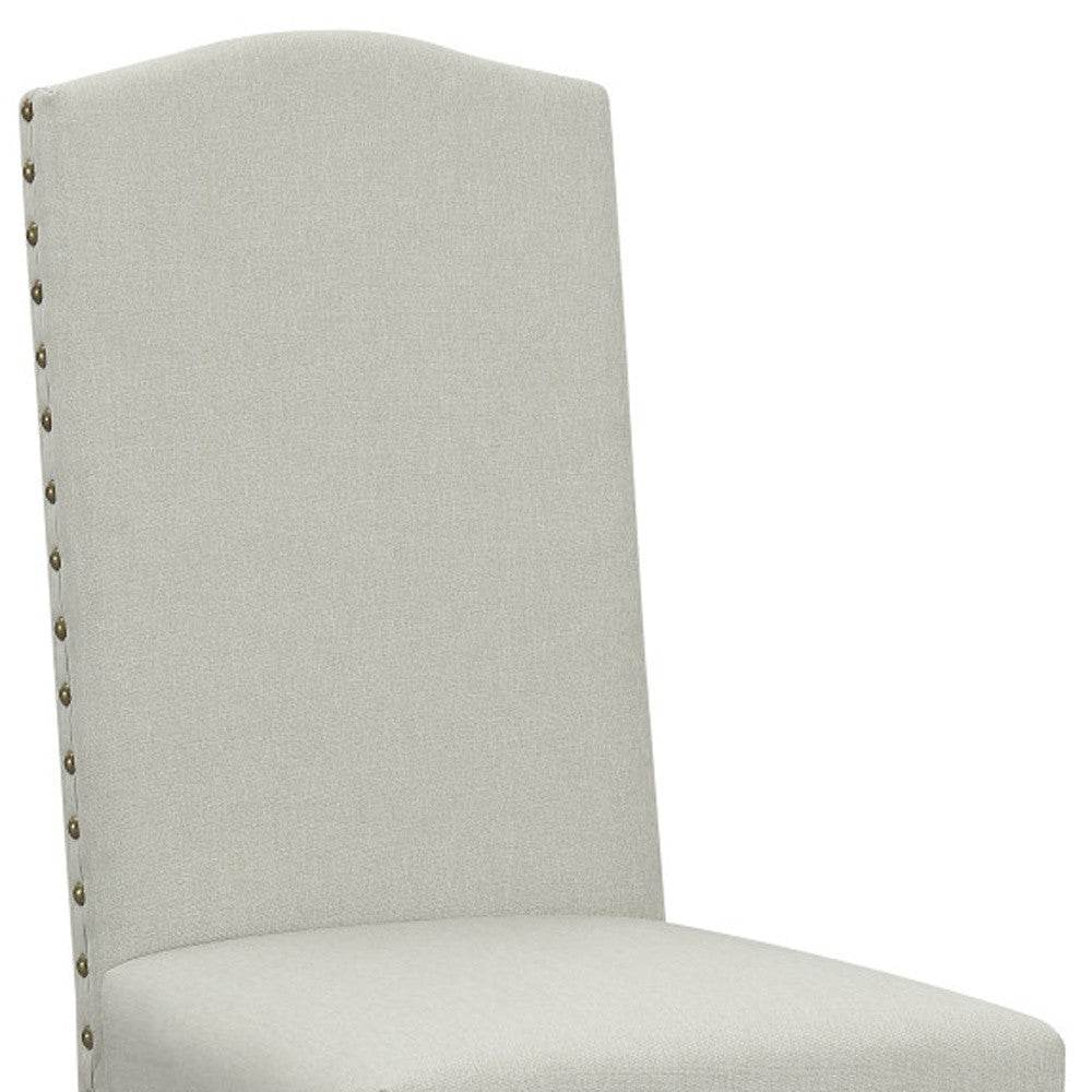 Set of Two Beige And Gray Upholstered Fabric Dining Parsons Chairs - Loft&Timber