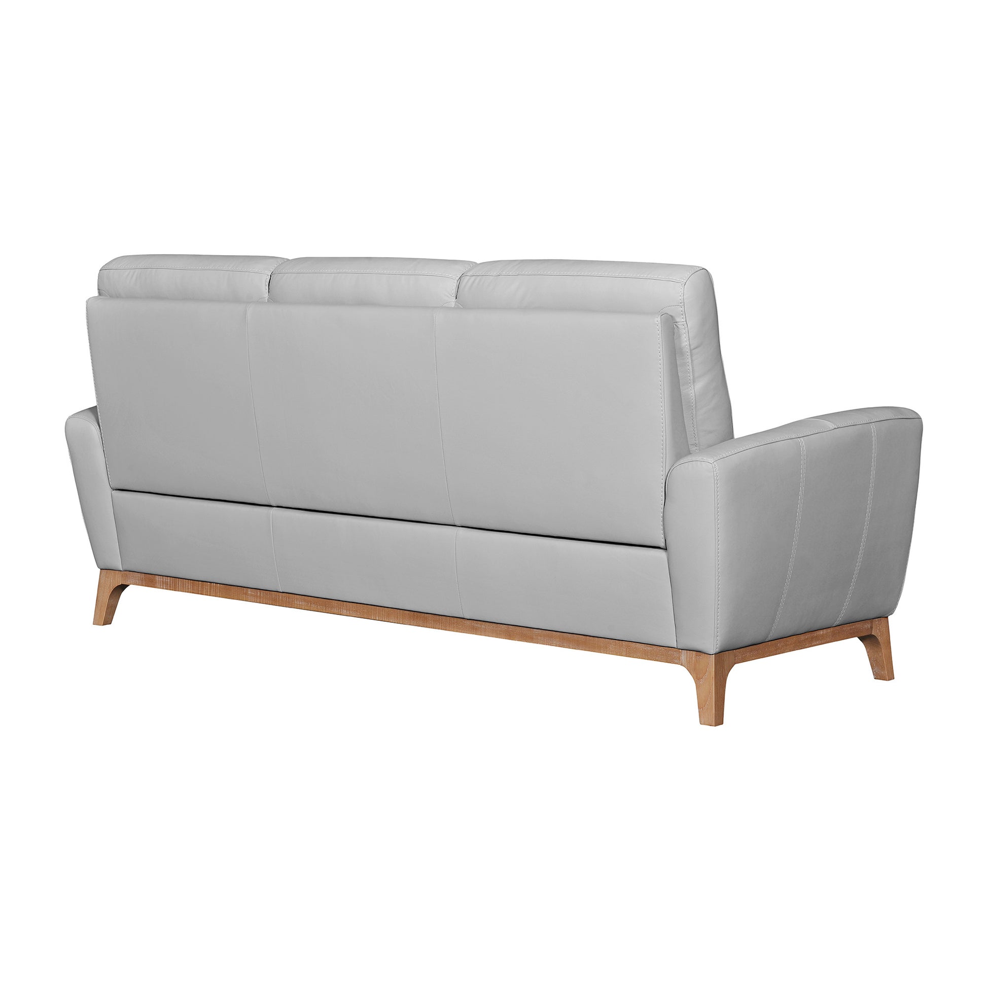 83" Gray Leather Sofa With Brown Legs-2