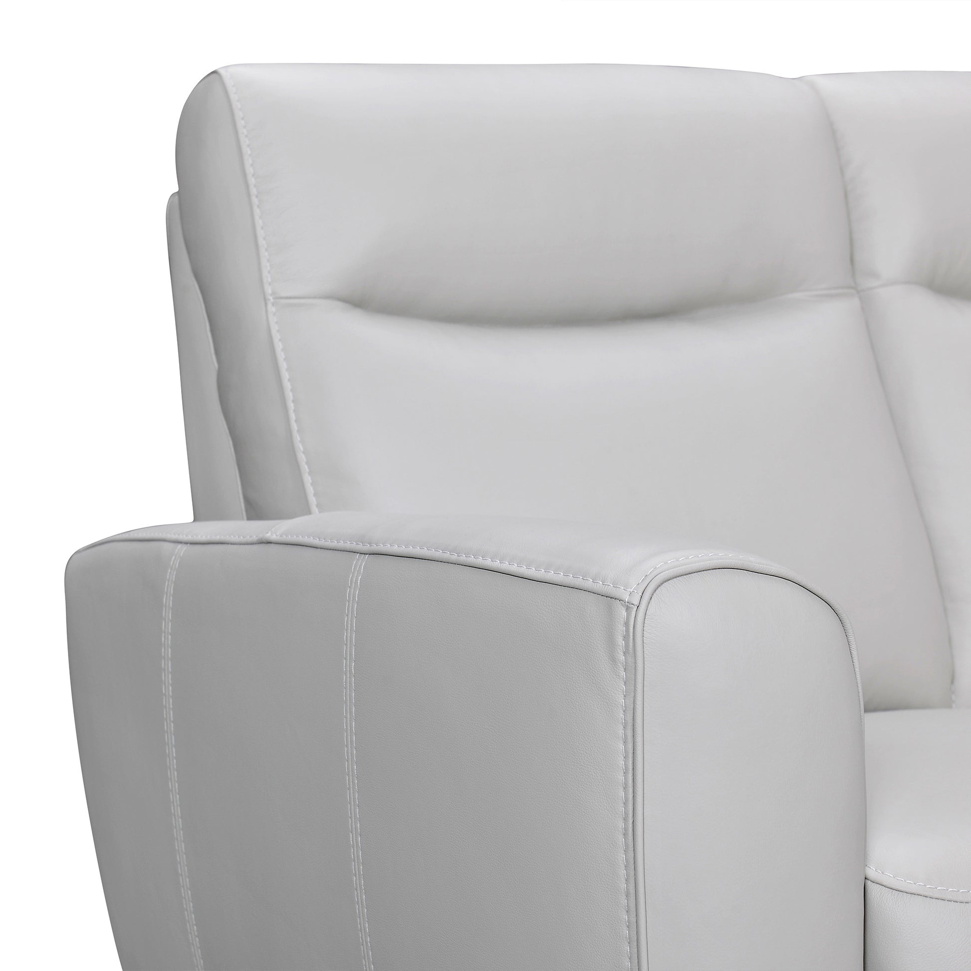 83" Gray Leather Sofa With Brown Legs-4