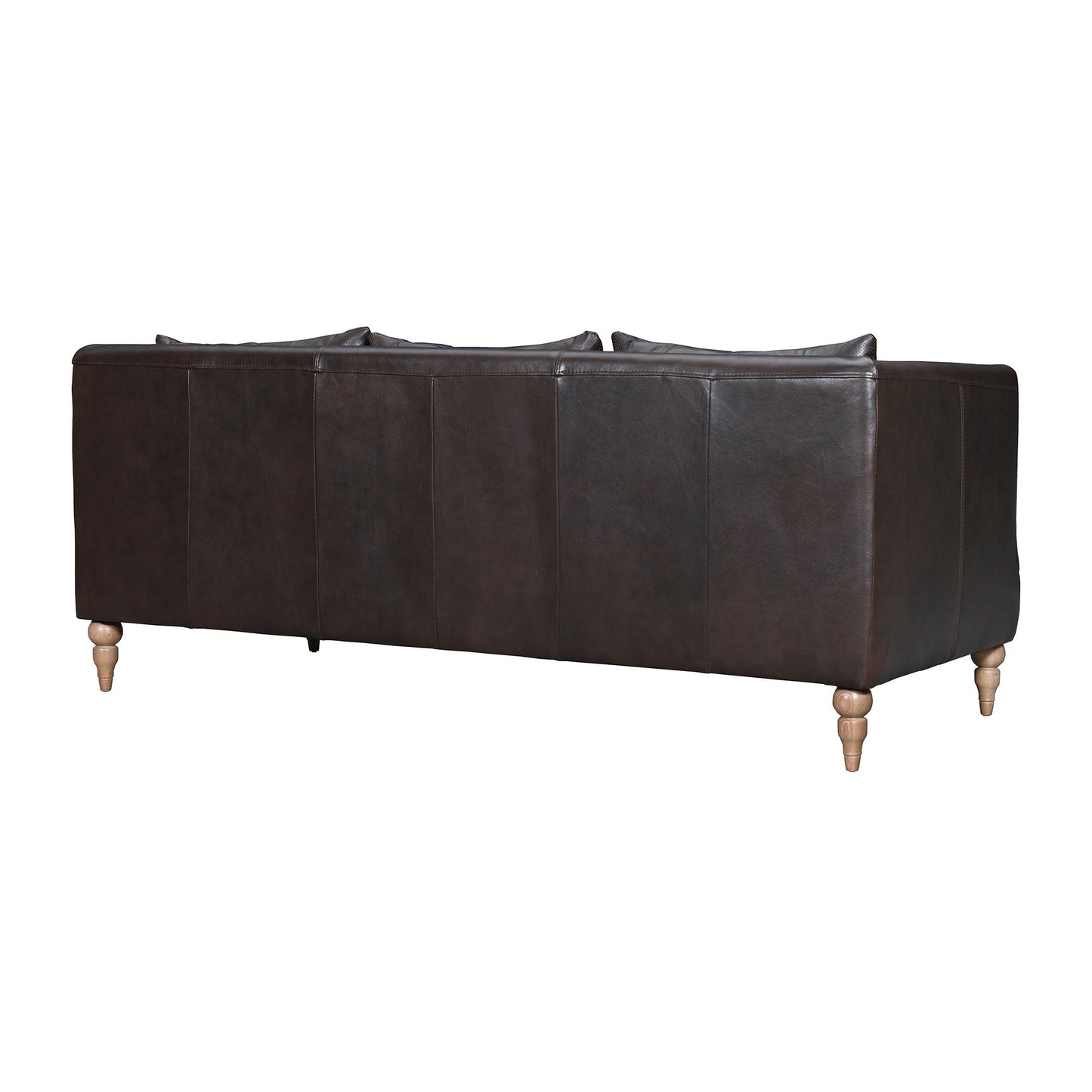 85" Dark Brown Leather Sofa With Brown Legs-3