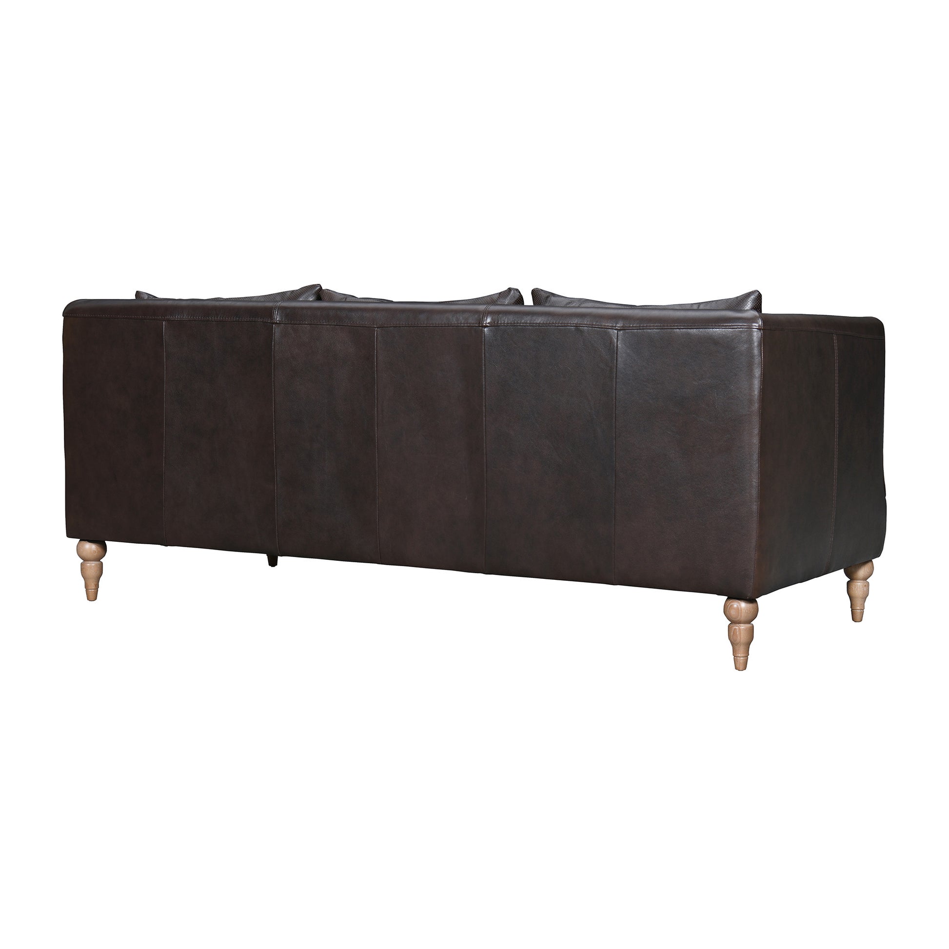 85" Dark Brown Leather Sofa With Brown Legs-3