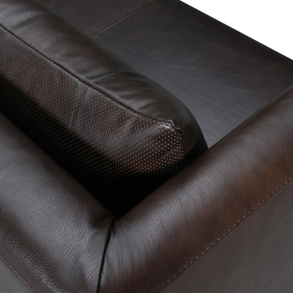 85" Dark Brown Leather Sofa With Brown Legs-6