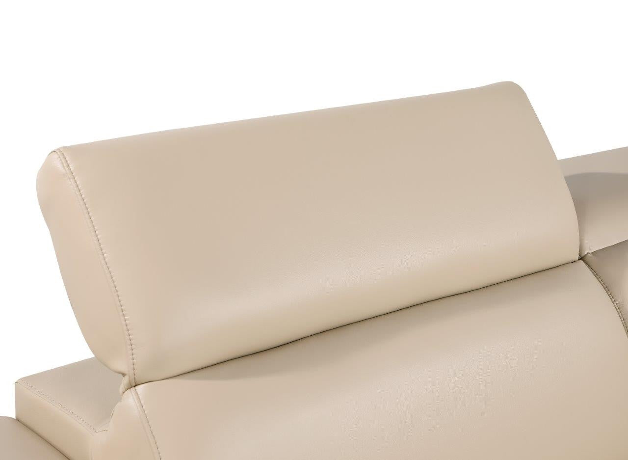 71" Beige And Silver Genuine Leather Loveseat - Loft&Timber