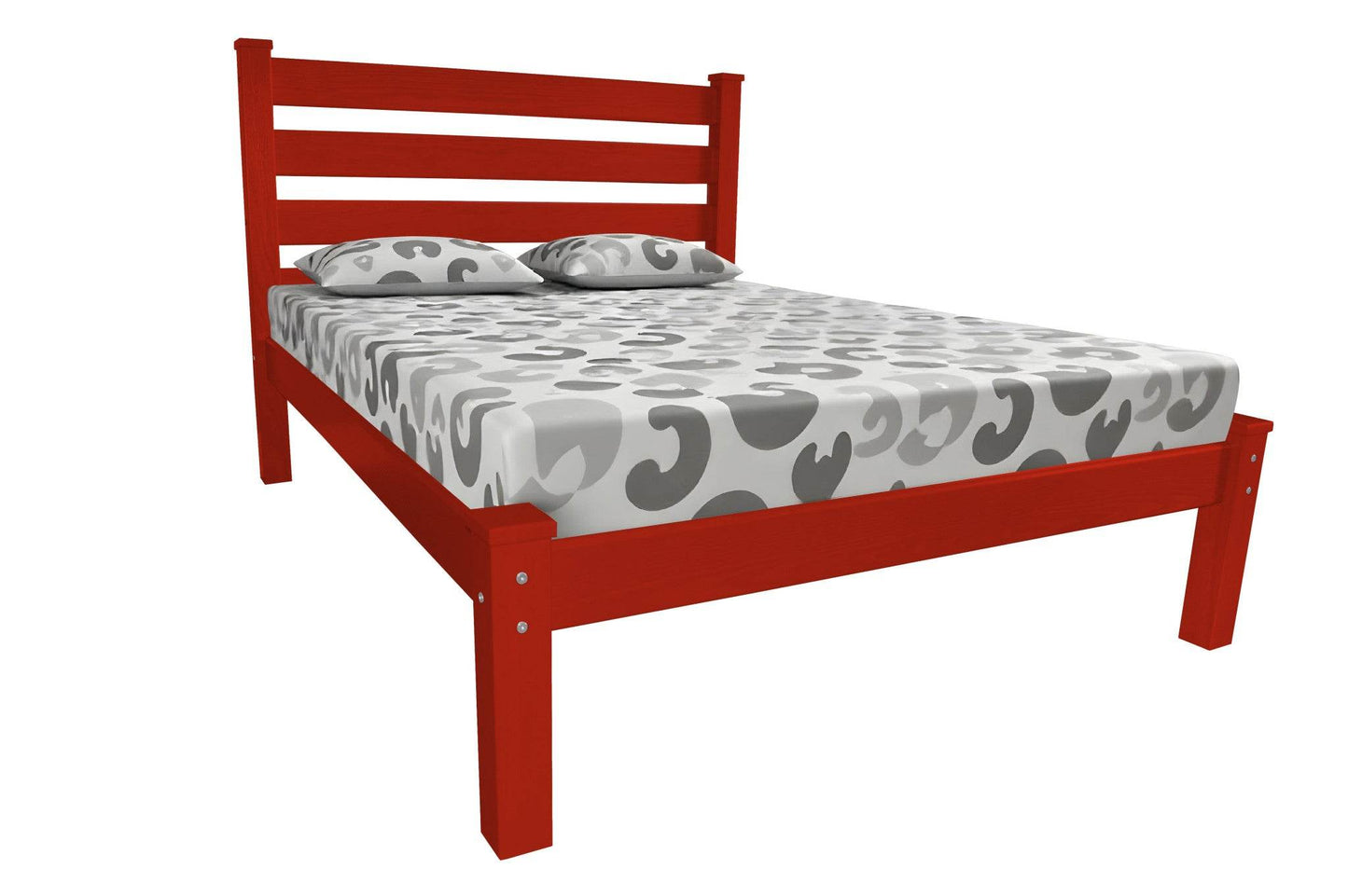 Red Solid Wood Queen Bed Frame - Loft&Timber
