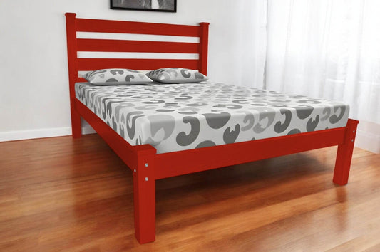 Red Solid Wood Queen Bed Frame - Loft&Timber
