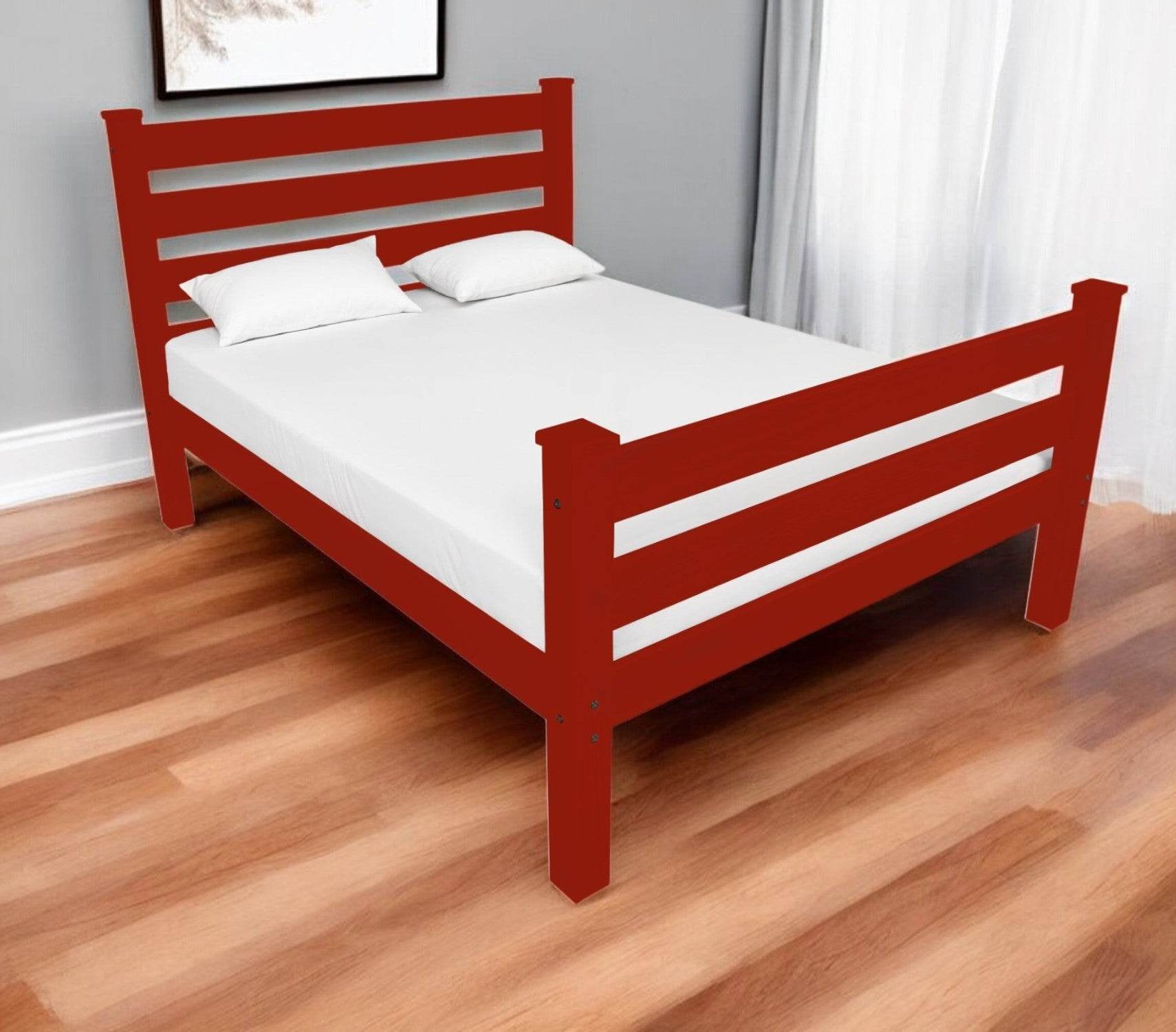 Red Solid Wood Twin Bed Frame - Loft&Timber