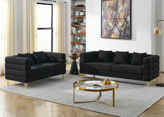Sofa, 2 Pieces Sofa Set (Black) - Loft&Timber