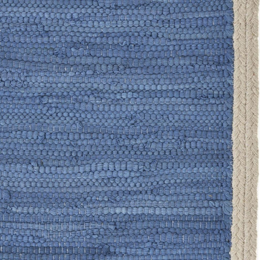 19" Set of Four Blue And Natural Solid With Border Cotton Placemats - Loft&Timber