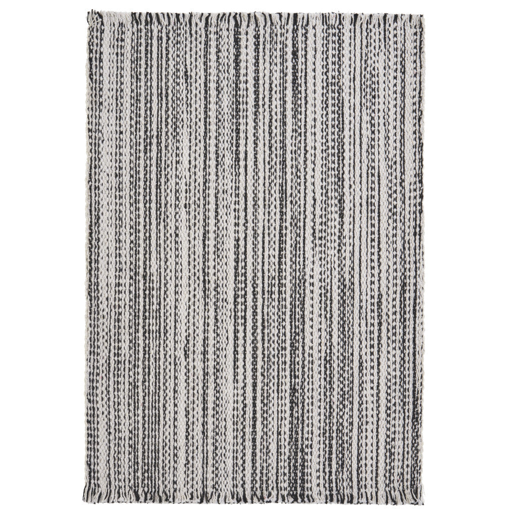 19" Set of Four Black And White Striped Cotton Placemats - Loft&Timber