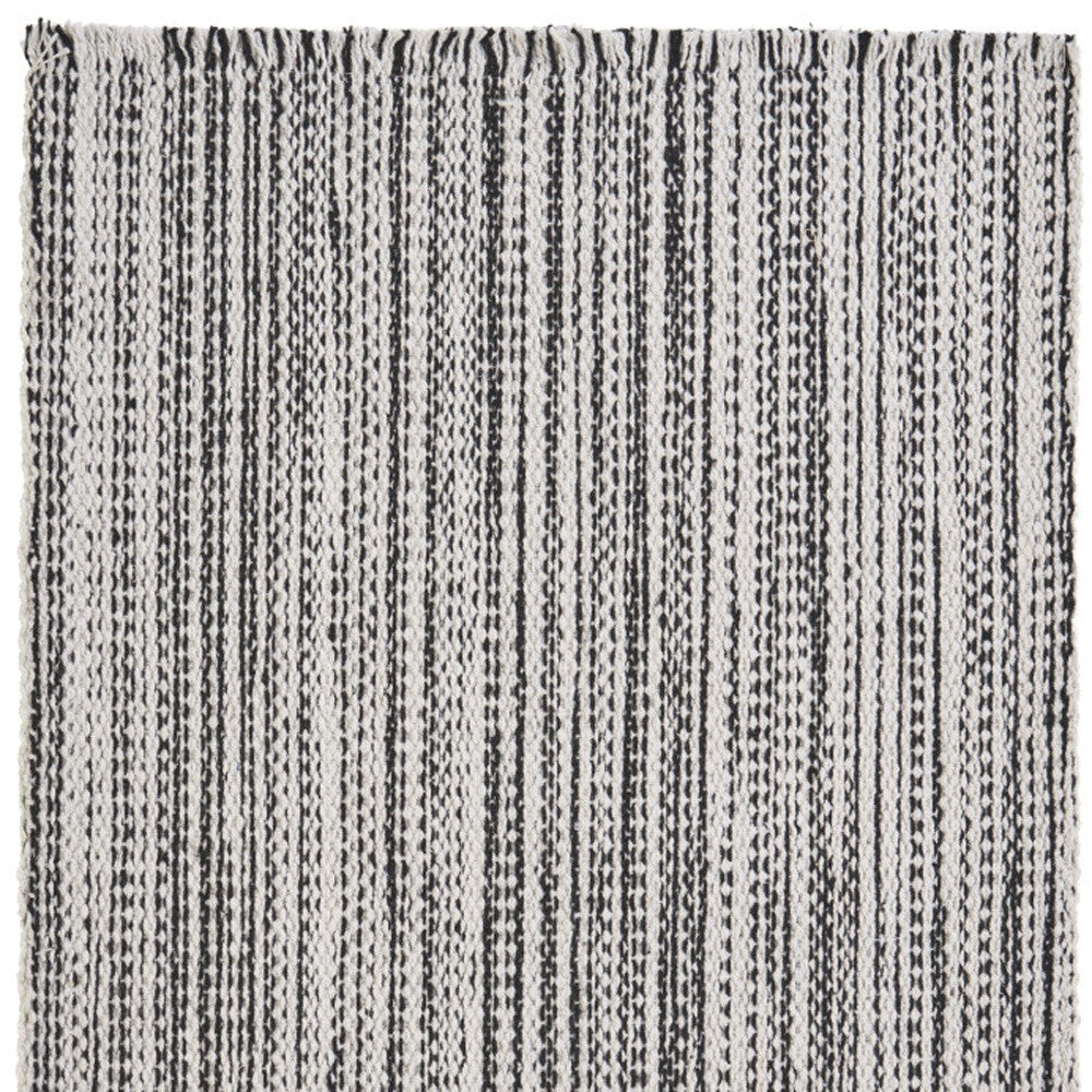 19" Set of Four Black And White Striped Cotton Placemats - Loft&Timber