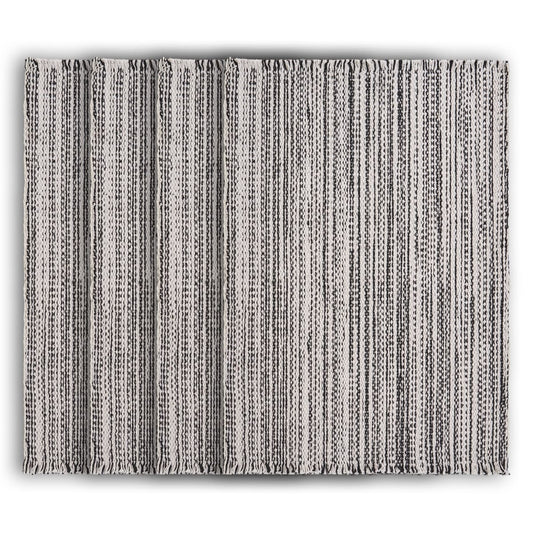 19" Set of Four Black And White Striped Cotton Placemats - Loft&Timber