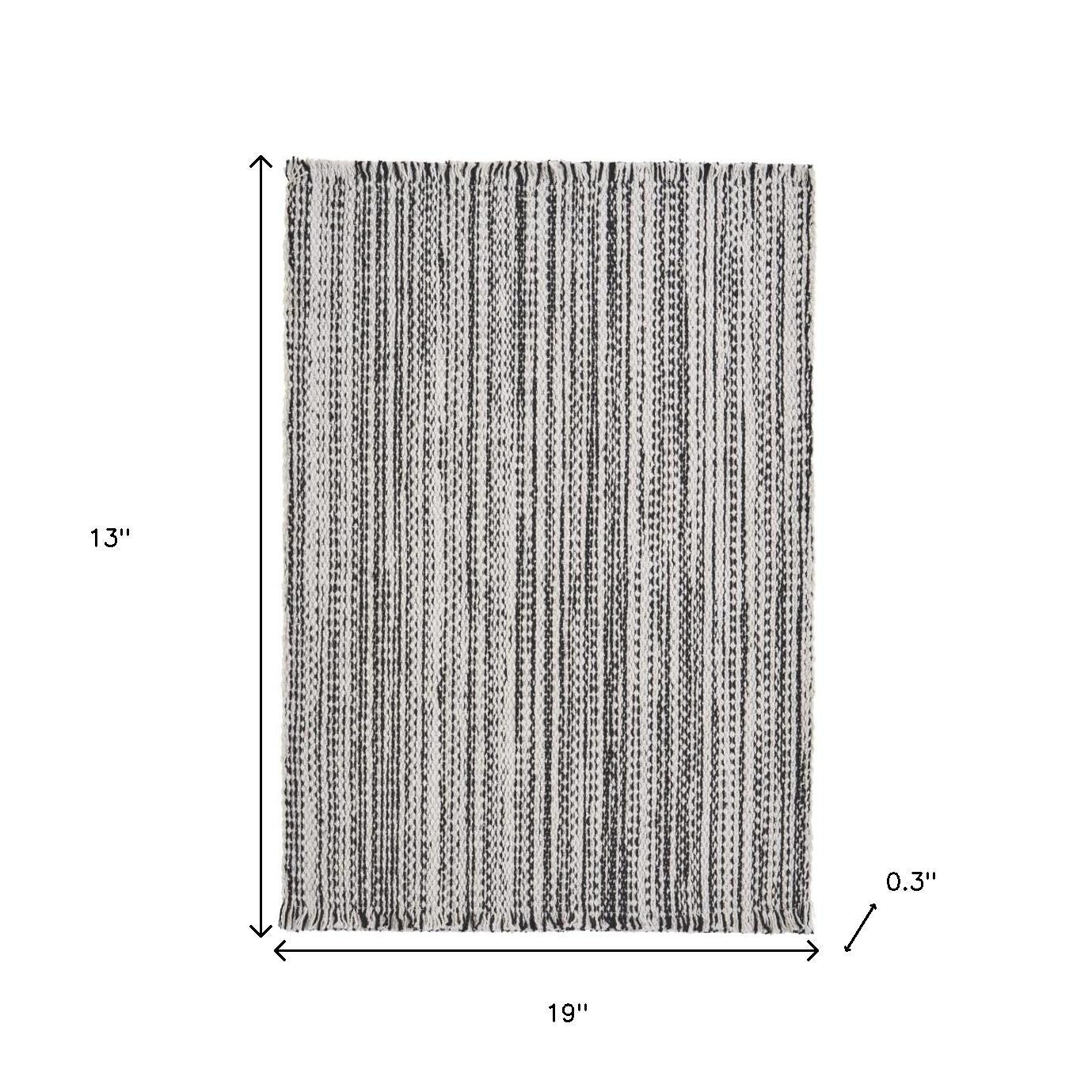 19" Set of Four Black And White Striped Cotton Placemats - Loft&Timber