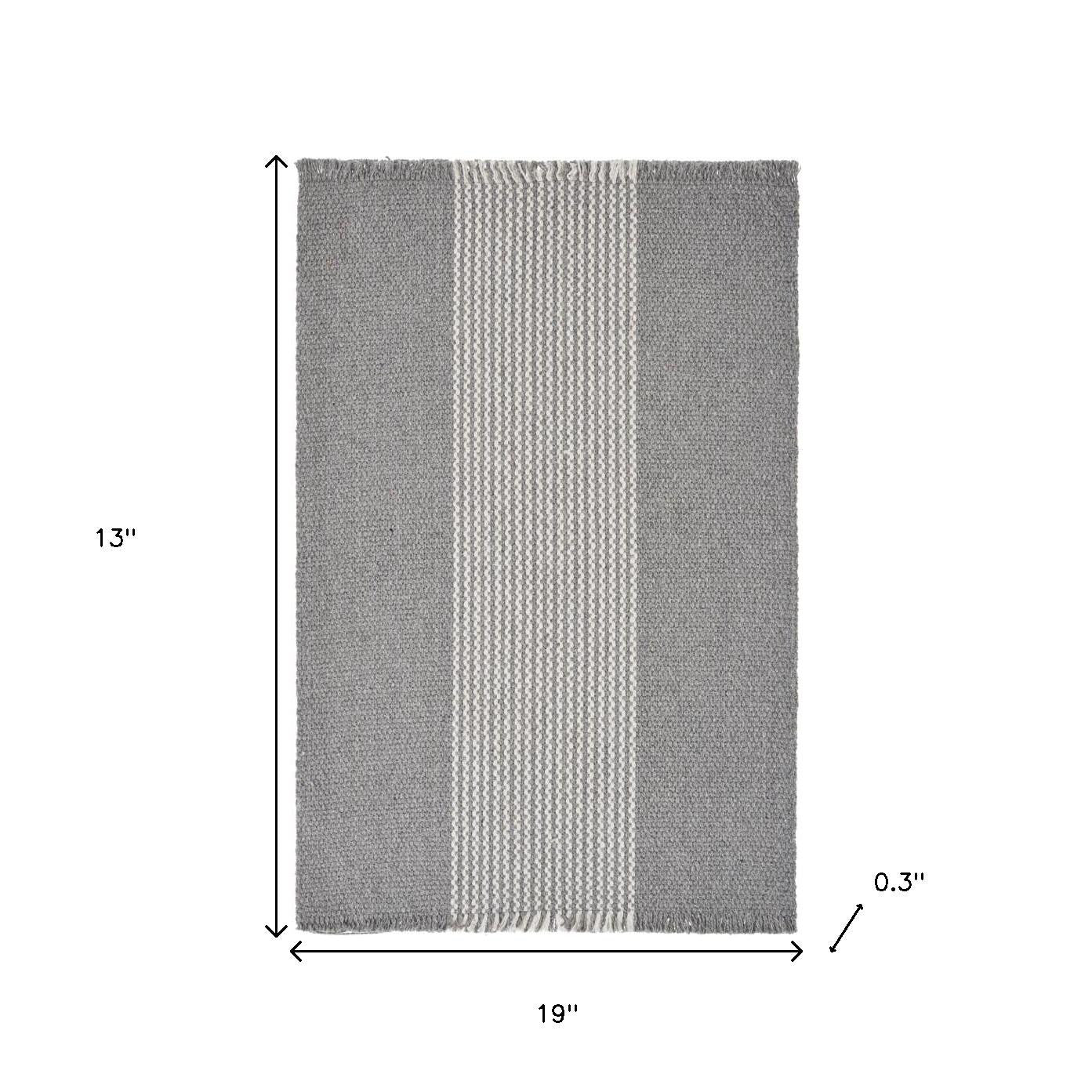 19" Set of Four Gray And White Striped Cotton Placemats - Loft&Timber