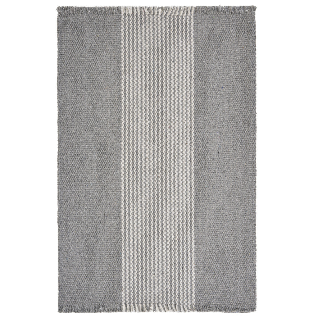 19" Set of Four Gray And White Striped Cotton Placemats - Loft&Timber