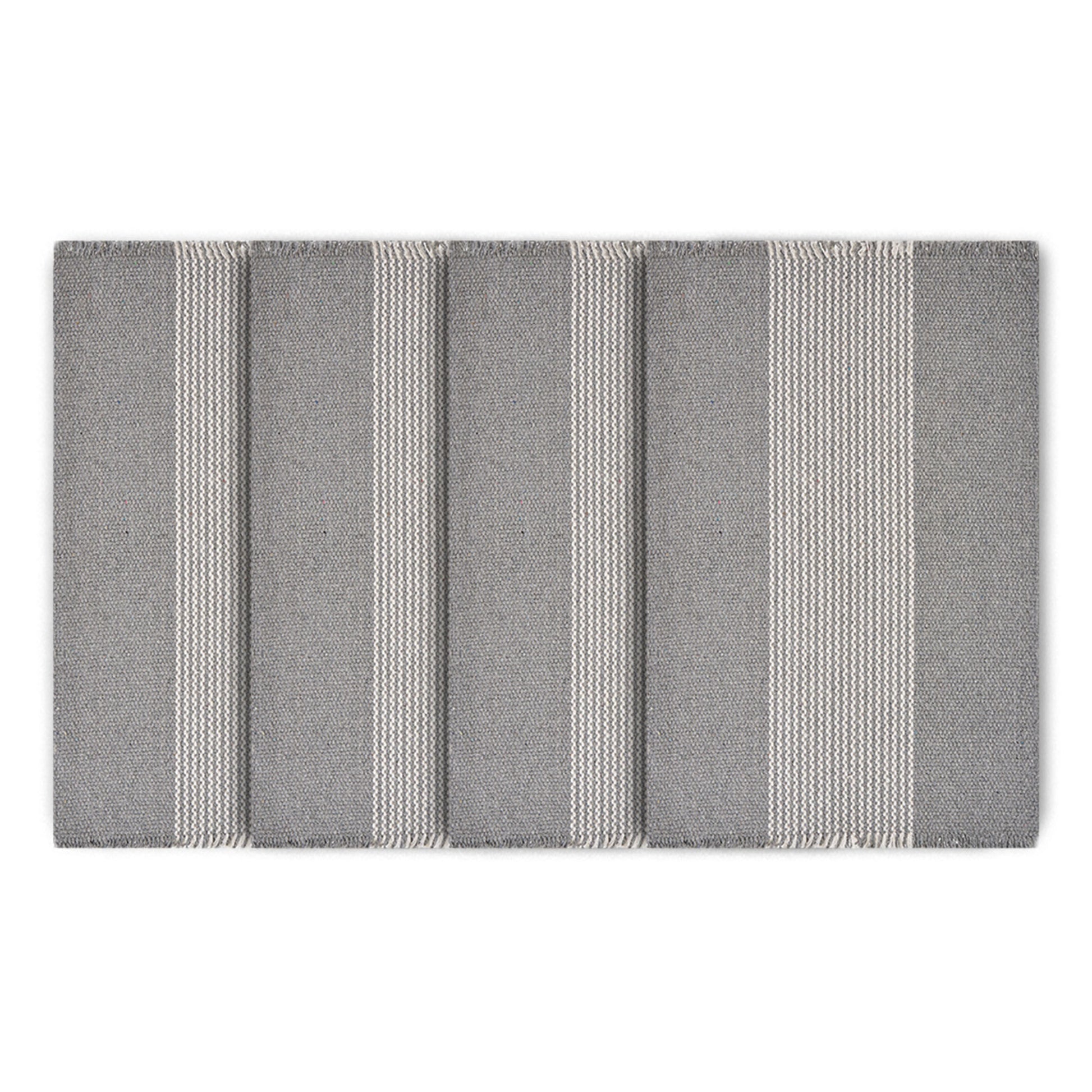 19" Set of Four Gray And White Striped Cotton Placemats - Loft&Timber