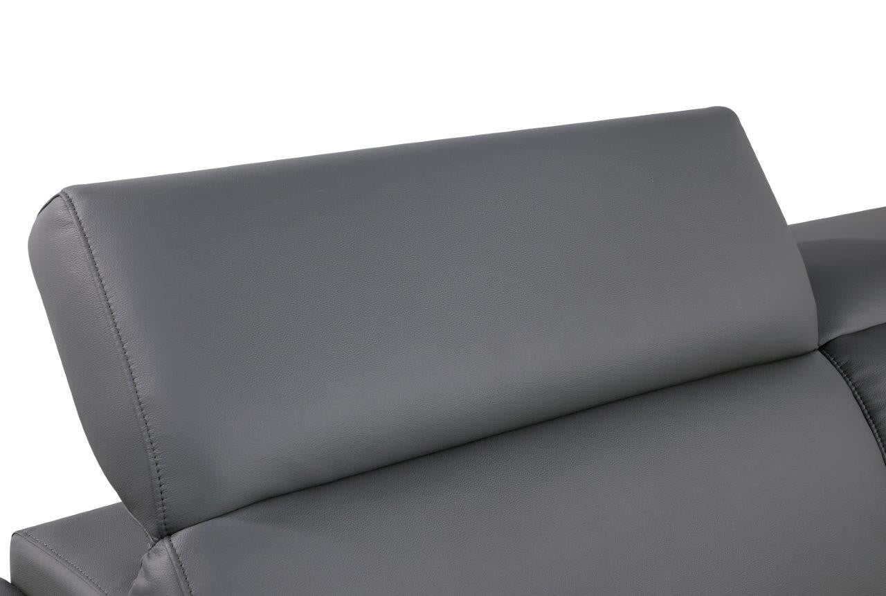 89" Gray Leather Sofa With Silver Legs-5