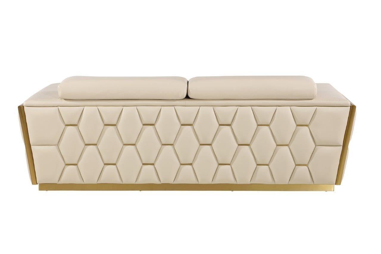 89" Beige And Gold Leather Sofa-5