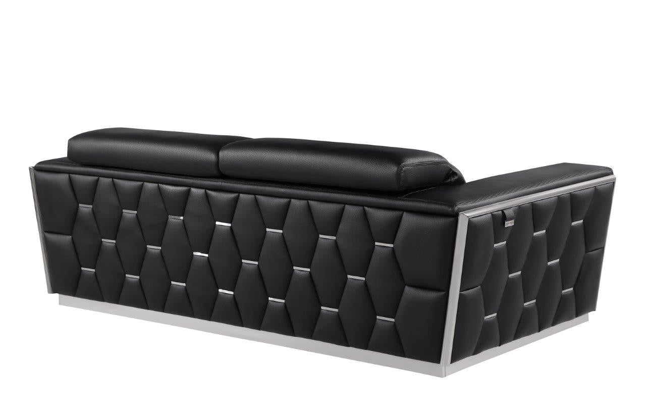 89" Black And Silver Leather Sofa-4