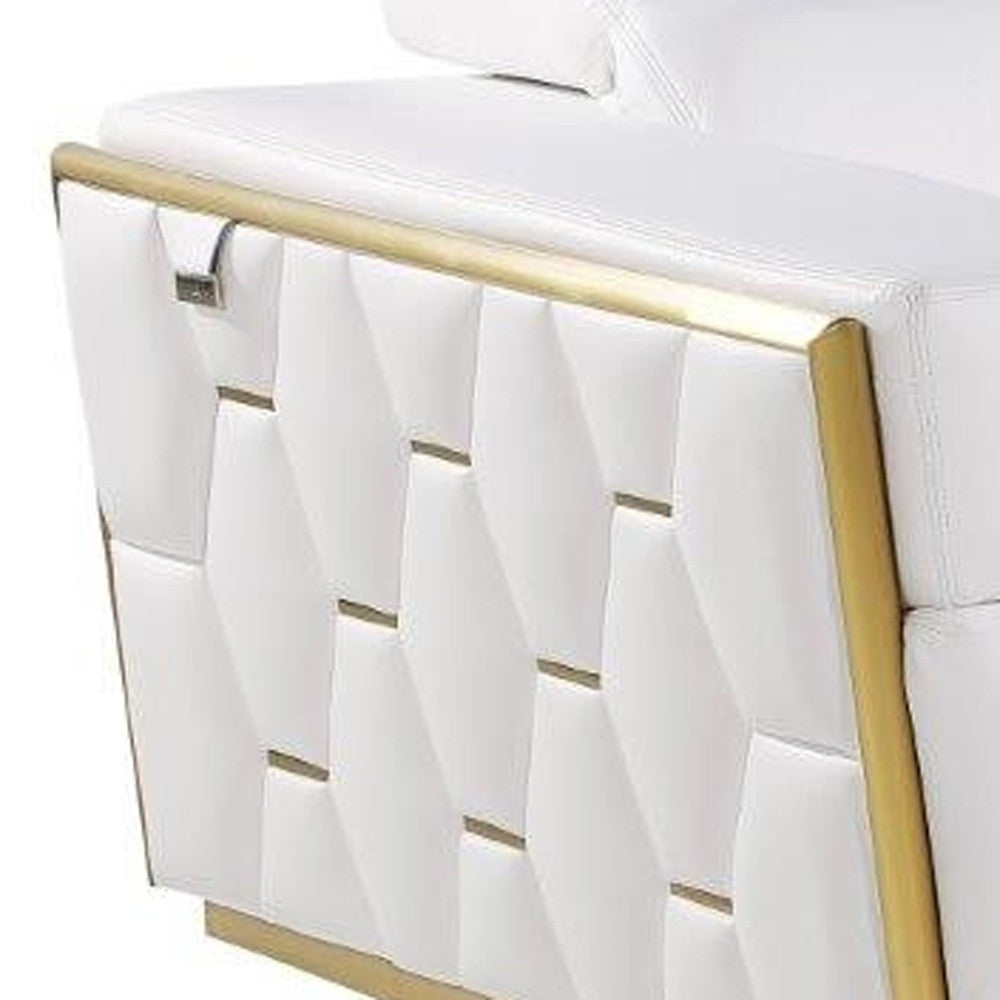 89" White And Silver Leather Sofa-8