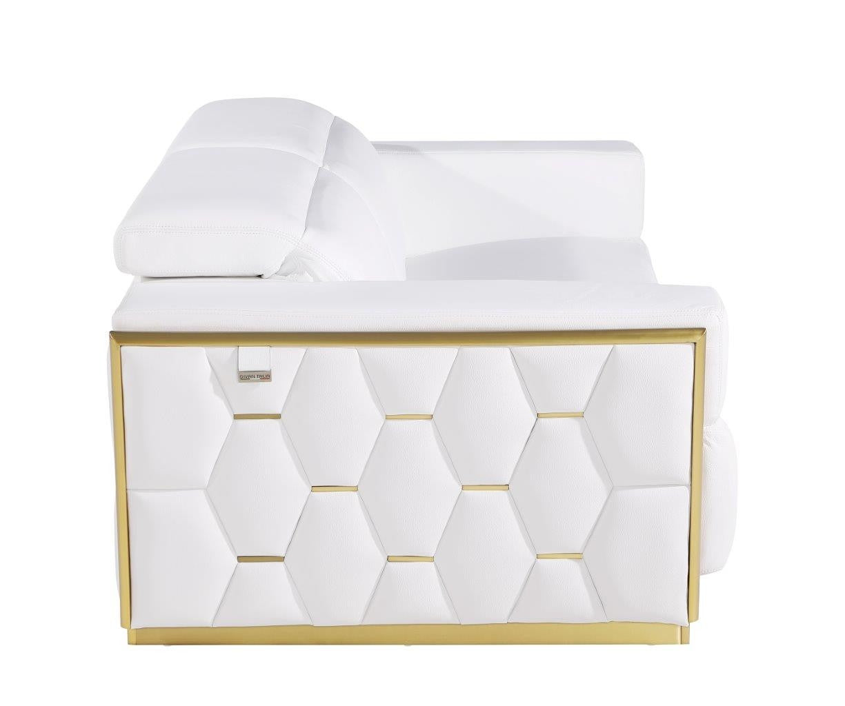 89" White And Silver Leather Sofa-2