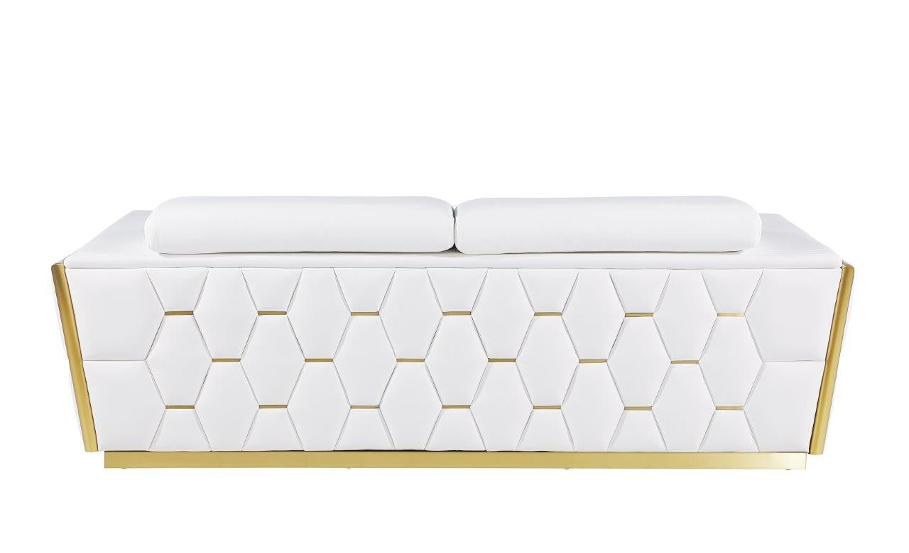 89" White And Silver Leather Sofa-4