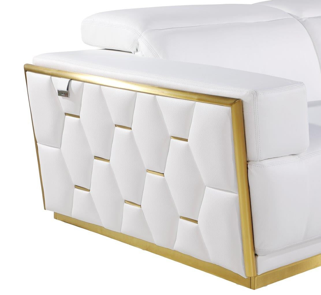 89" White And Silver Leather Sofa-5