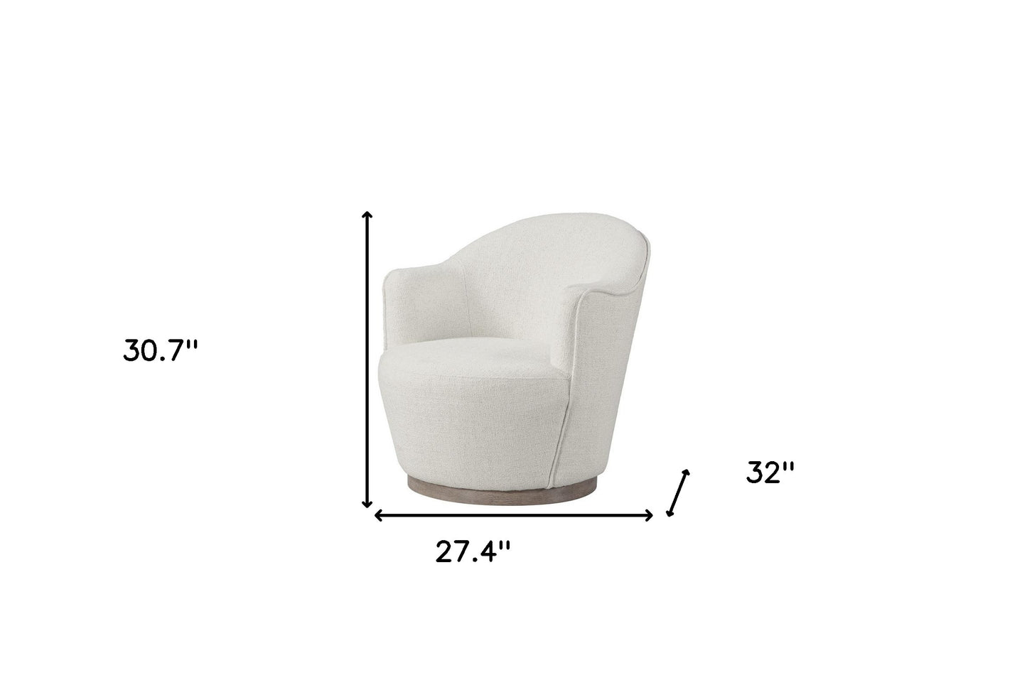 27" Off White Fabric Swivel Barrel Chair - Loft&Timber