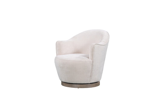 27" Off White Fabric Swivel Barrel Chair - Loft&Timber