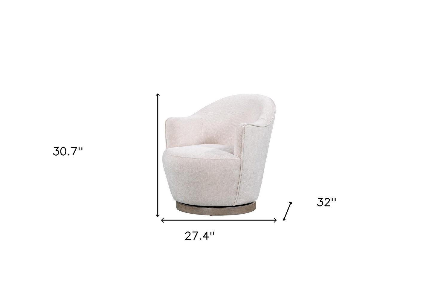 27" Off White Fabric Swivel Barrel Chair - Loft&Timber