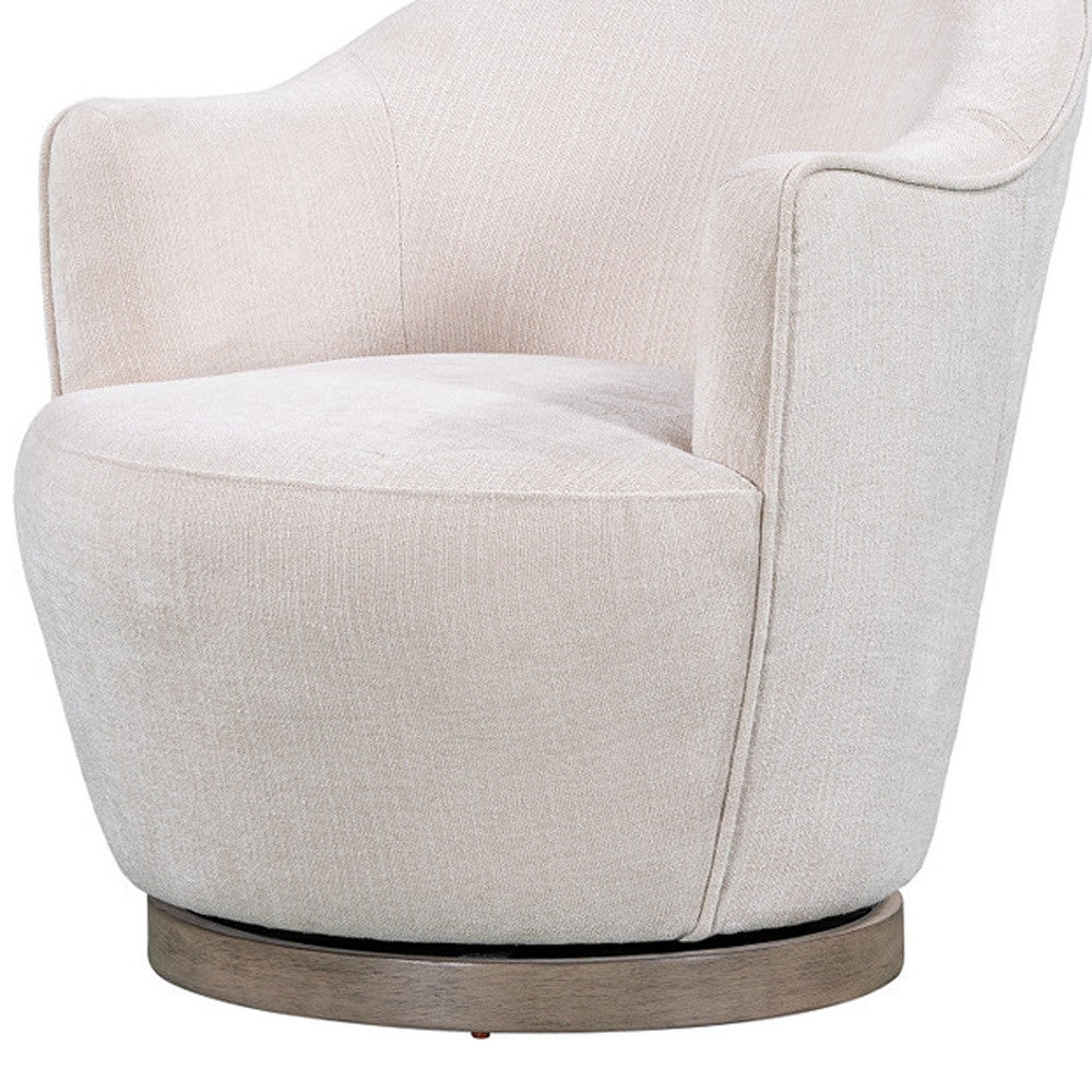 27" Off White Fabric Swivel Barrel Chair - Loft&Timber