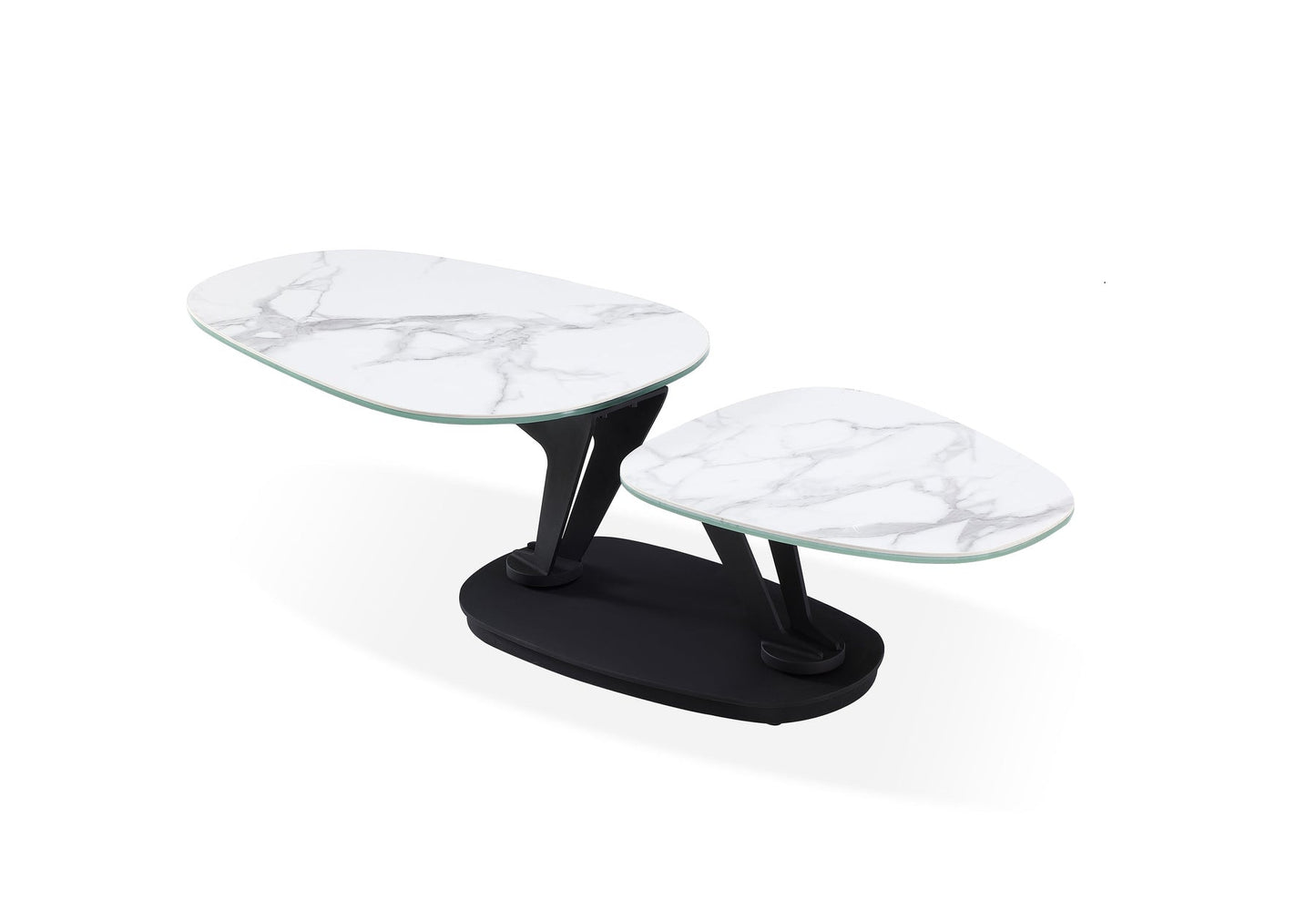 36" White And Black Faux Marble And Metal Oval Coffee Table - Loft&Timber