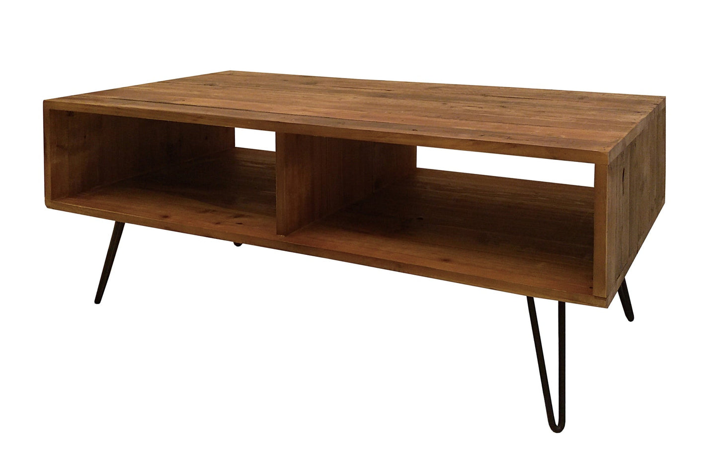 23" Brown And Black Wood And Metal Coffee Table With Shelf - Loft&Timber