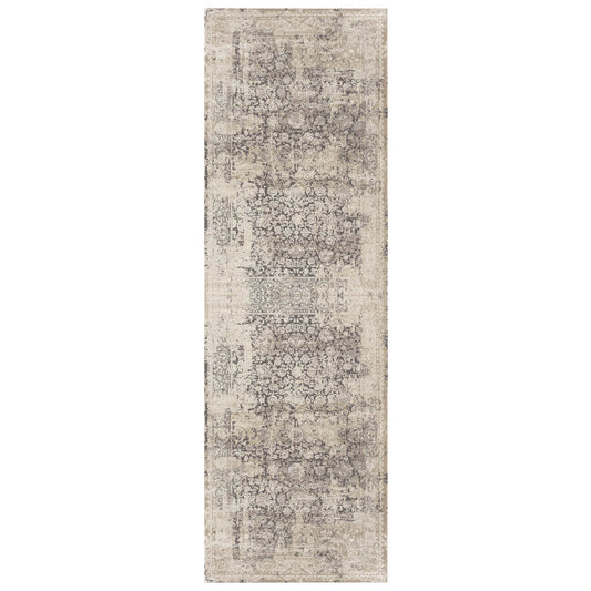 7' Gray Floral Runner Rug - Loft&Timber