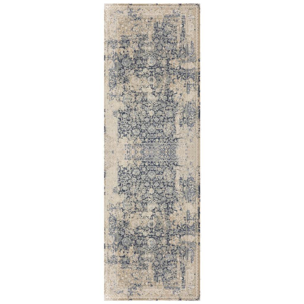 7' Blue Floral Runner Rug - Loft&Timber